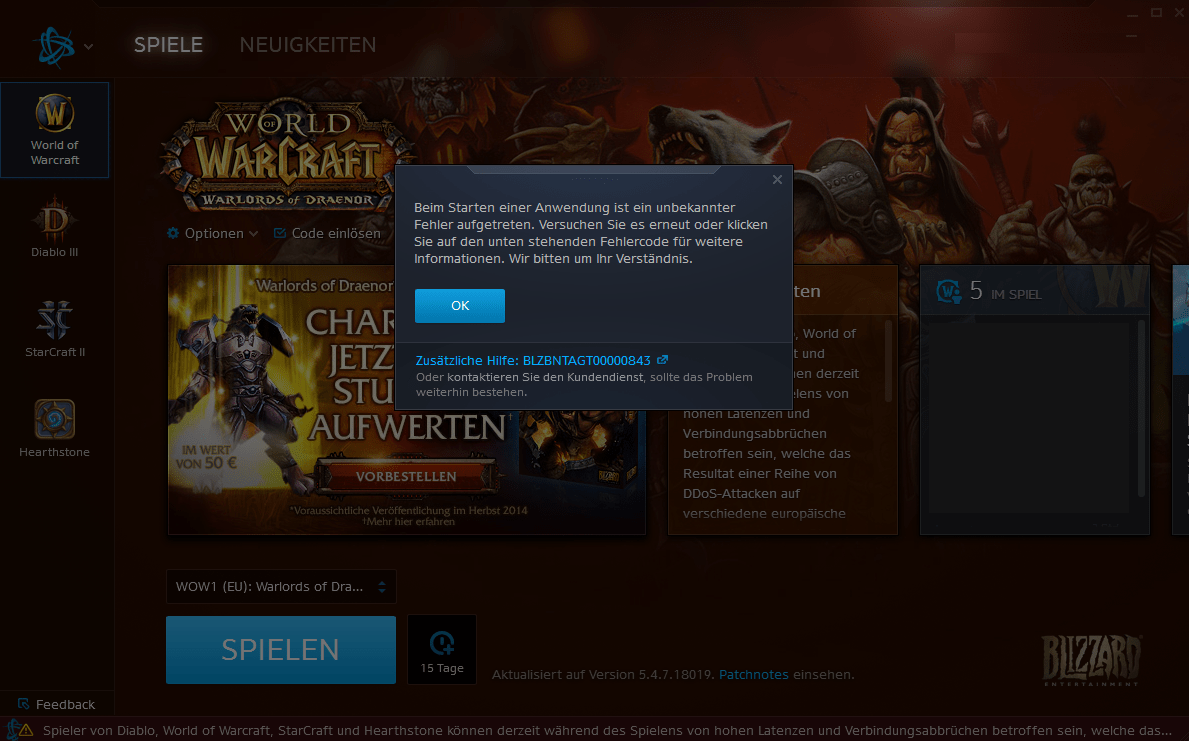 Blizzard – DDoS-Attracken versachen Verbindungsprobleme