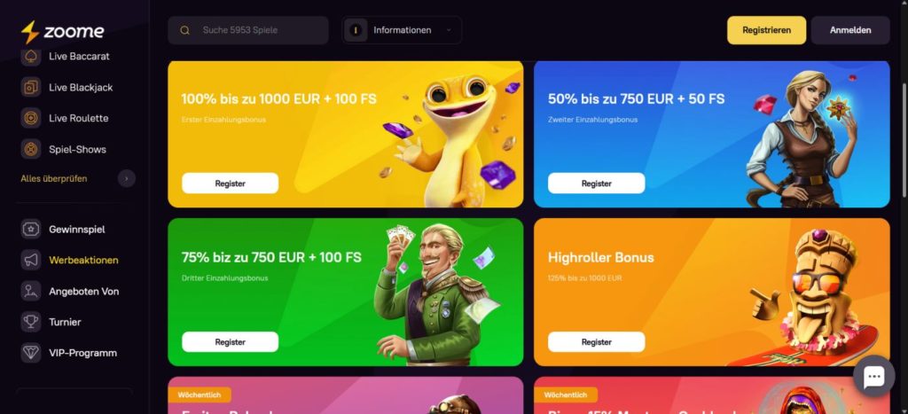 zoome Casino Bonus