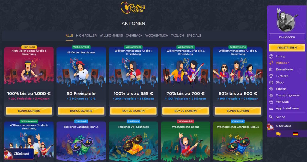 RollingSlots Bonusangebot