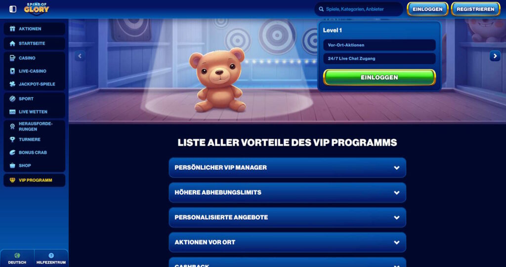 spinsofglory vip programm