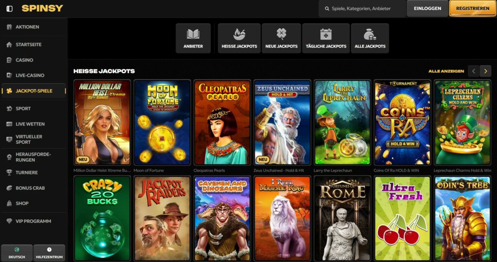 spinsy casino jackpots