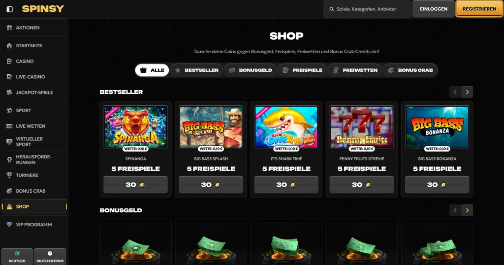 spinsy casino shop