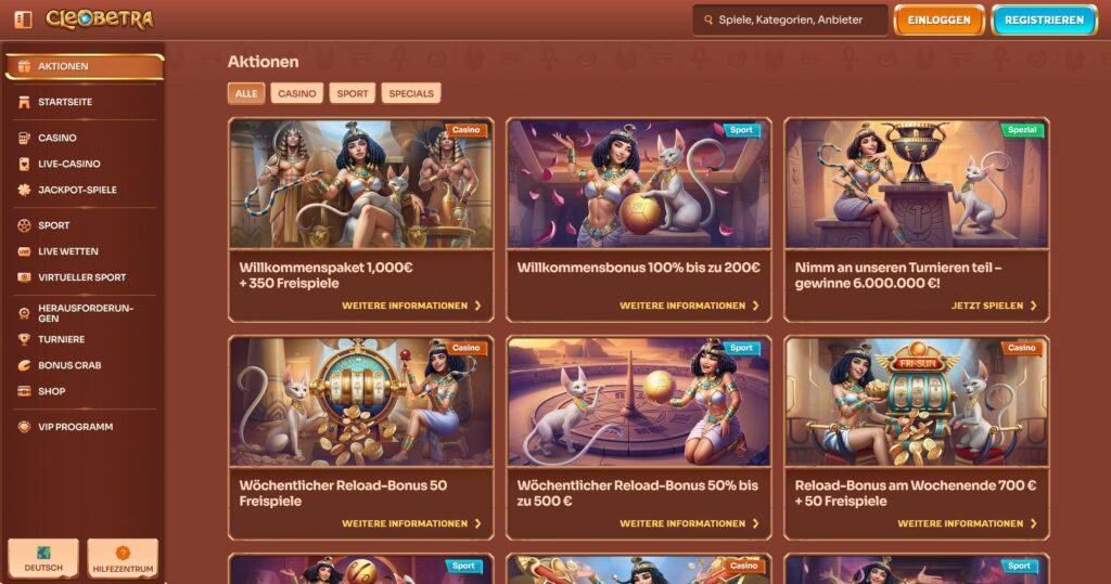 cleobetra bonus aktionen