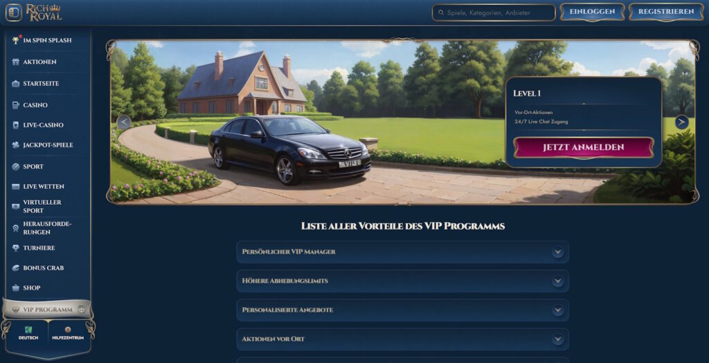 richroyal casino vip programm