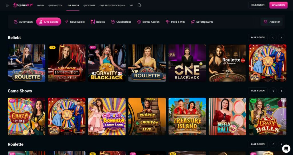 spinsup live casino