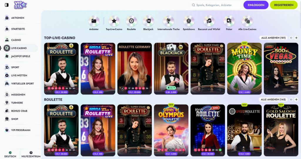 vipsta live casino