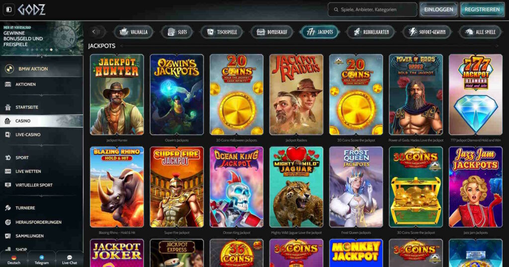 godz casino jackpots